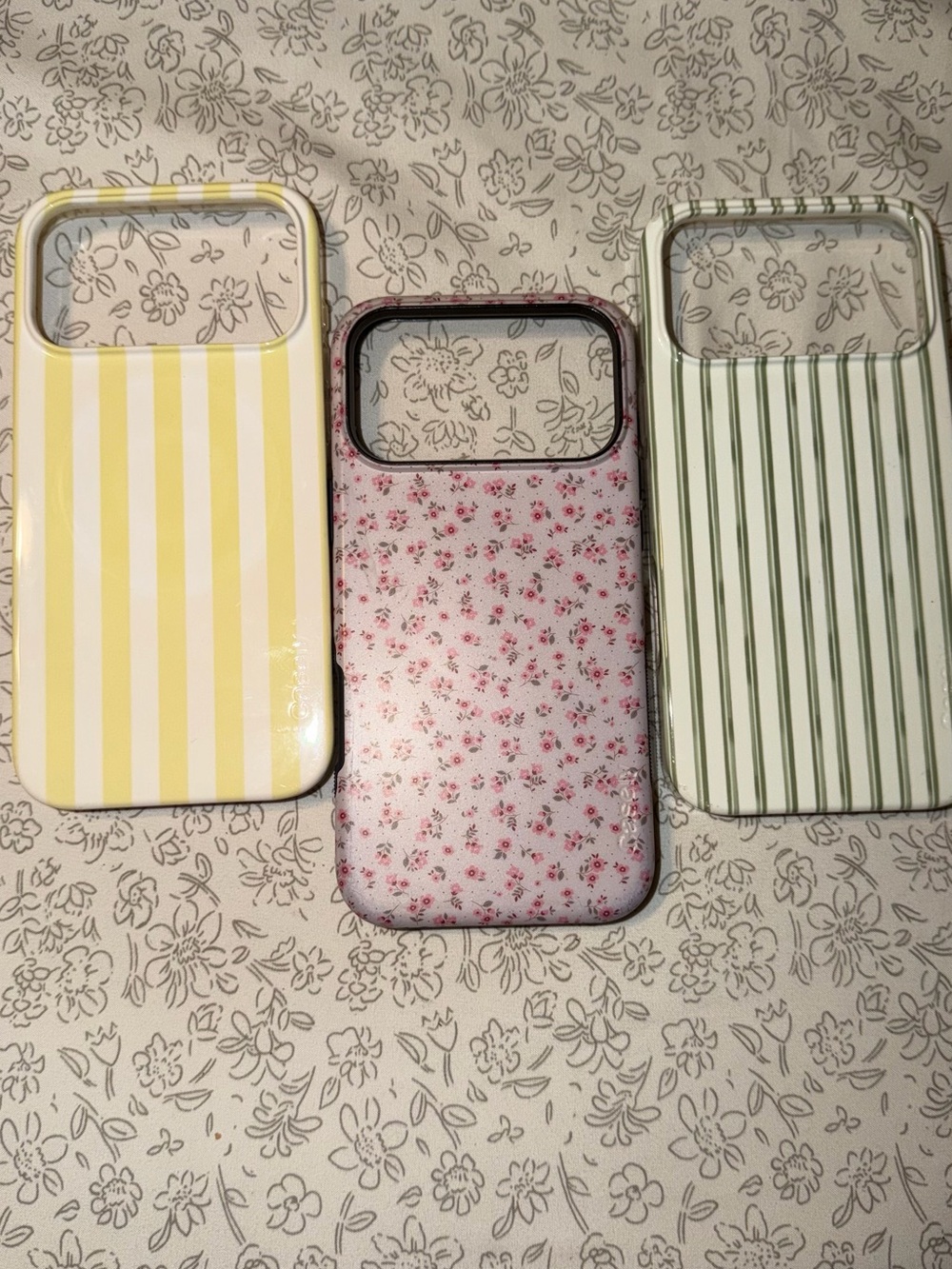 Floral & Stripe Decorative Phone Case Bundle - Pink, Yellow, Green